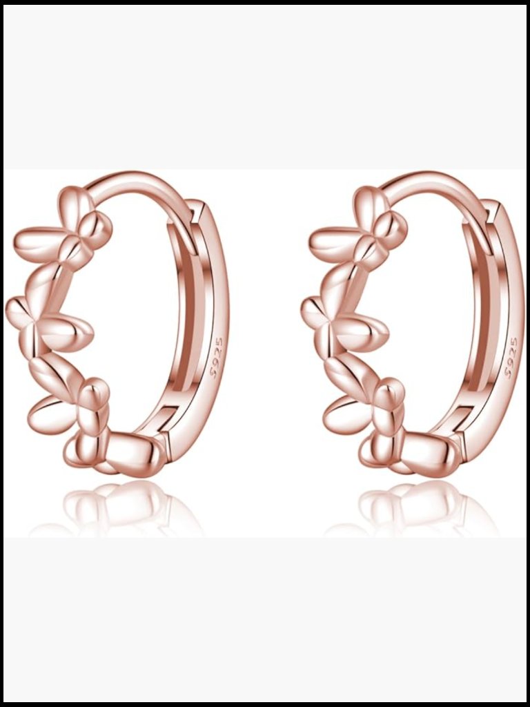 Sterling Silver Small Butterfly Hoop Earrings Lightweight Minimalist Huggie
